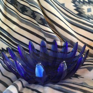 Blue Glass Flower Bowl